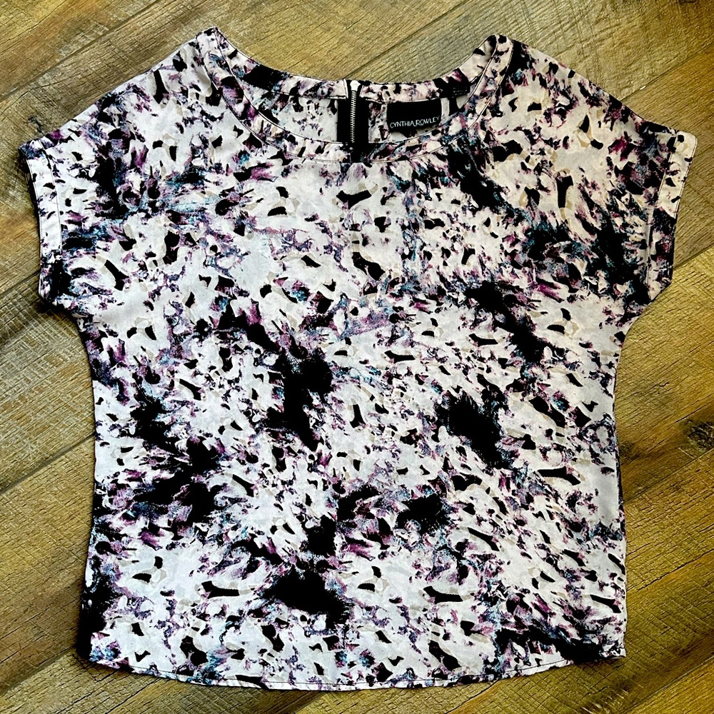 Cynthia Rowley - Purple, Black and White Blouse w/ Zipper - Size - S - Picture 3 of 5